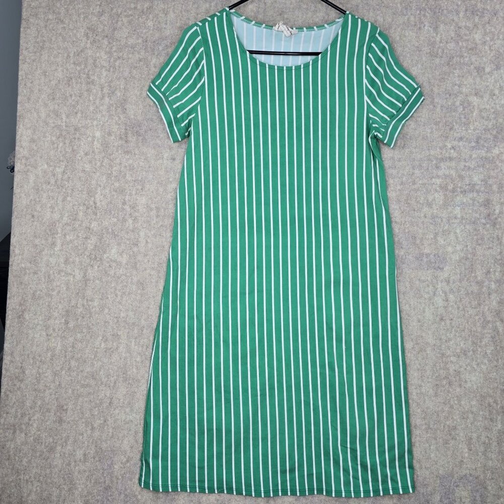 Green & White Striped Short Sleeve Dress Betseys Boutique Shop